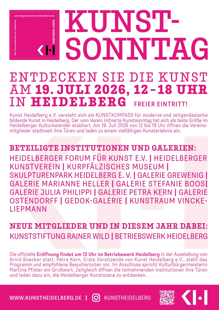 Kunstsonntag in Heidelberg 2026 Kunst Heidelberg eV